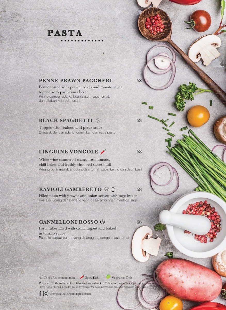 Swiss-Café at Swiss-Belresidences Rasuna Epicentrum menu board