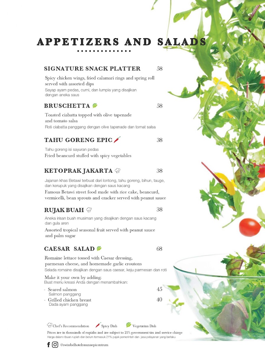Swiss-Café at Swiss-Belresidences Rasuna Epicentrum menu board