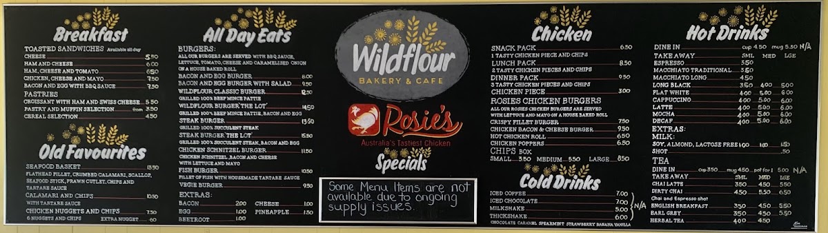 Morawa Roadhouse menu board