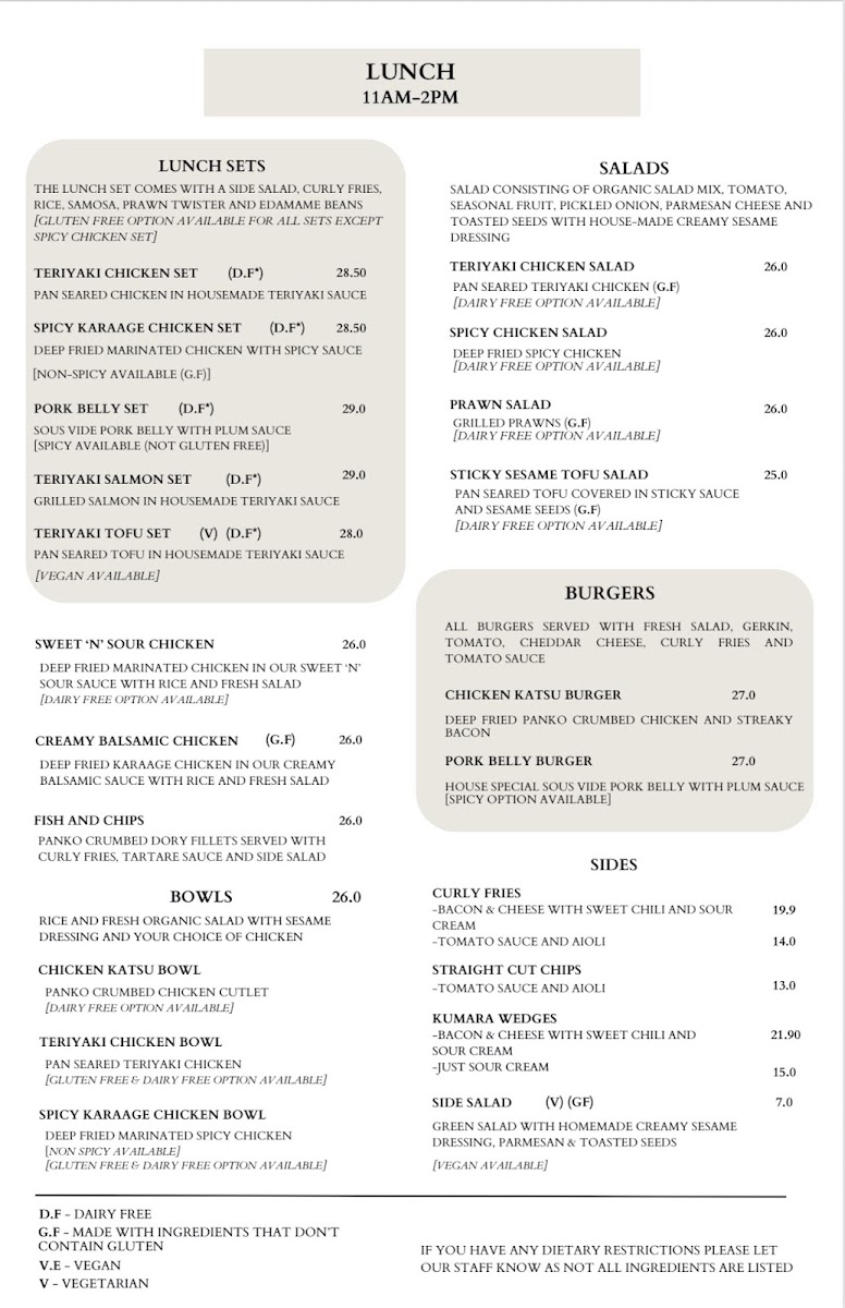 The Blend Cafe menu board