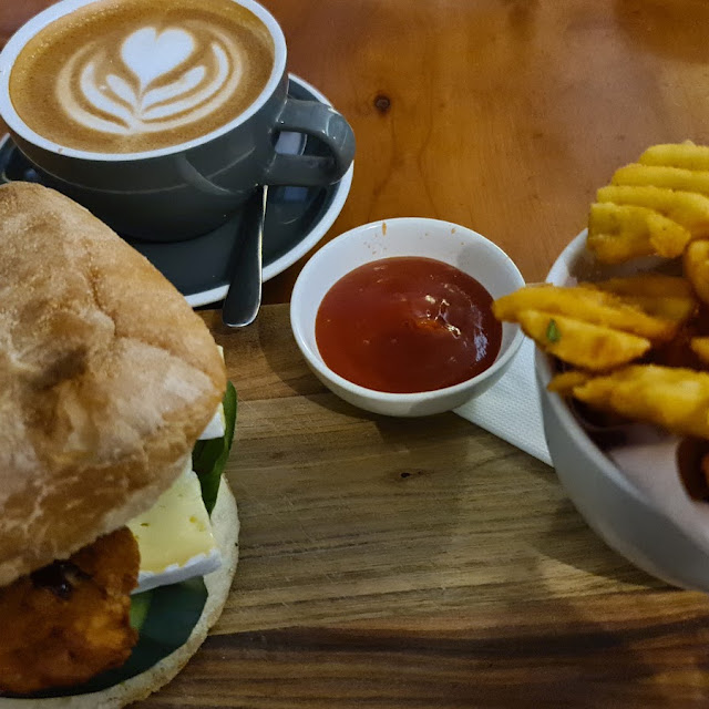 Chicken Katsu Burger & a Flat White