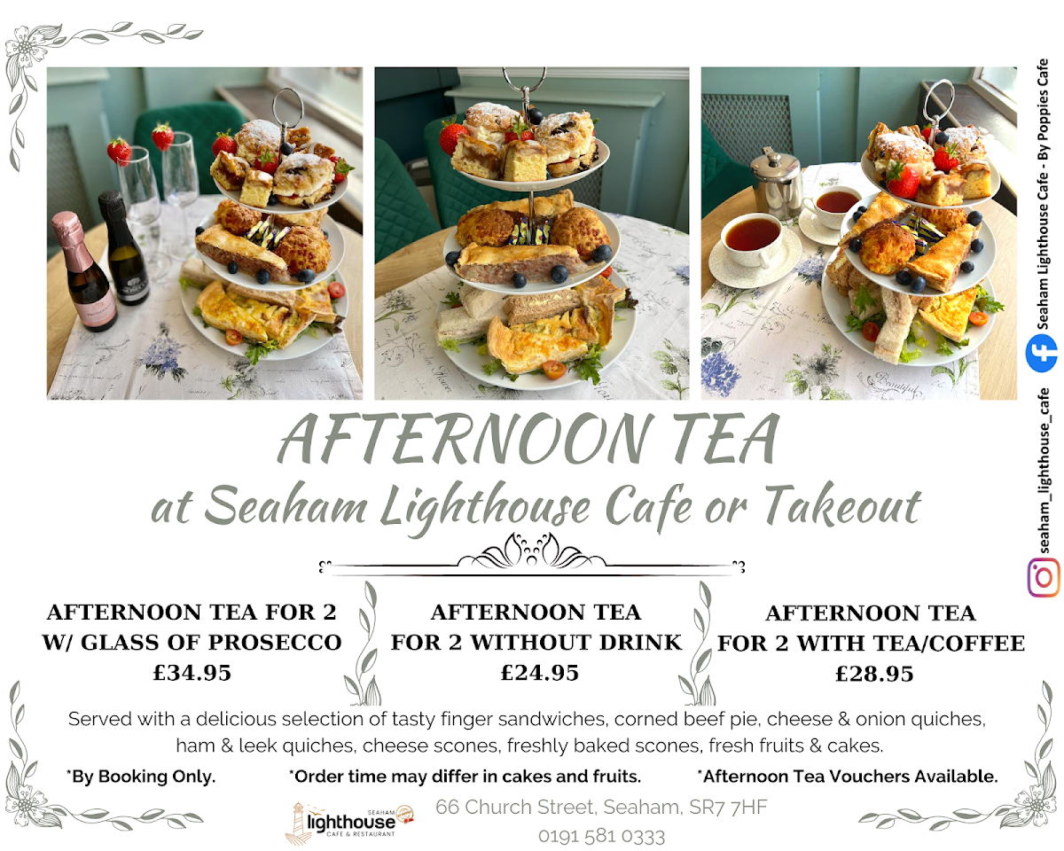 Seaham Lighthouse Cafe by Poppies menu board