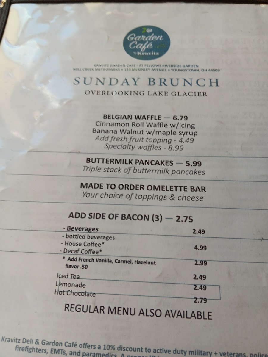 Garden Café by Kravitz menu board