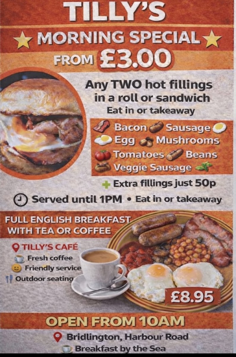 Tilly's Coffee Shop menu board