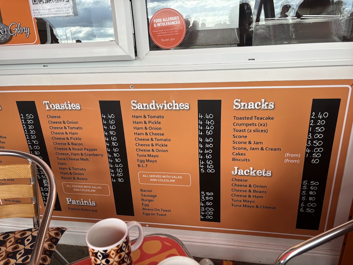 Tilly's Coffee Shop menu board