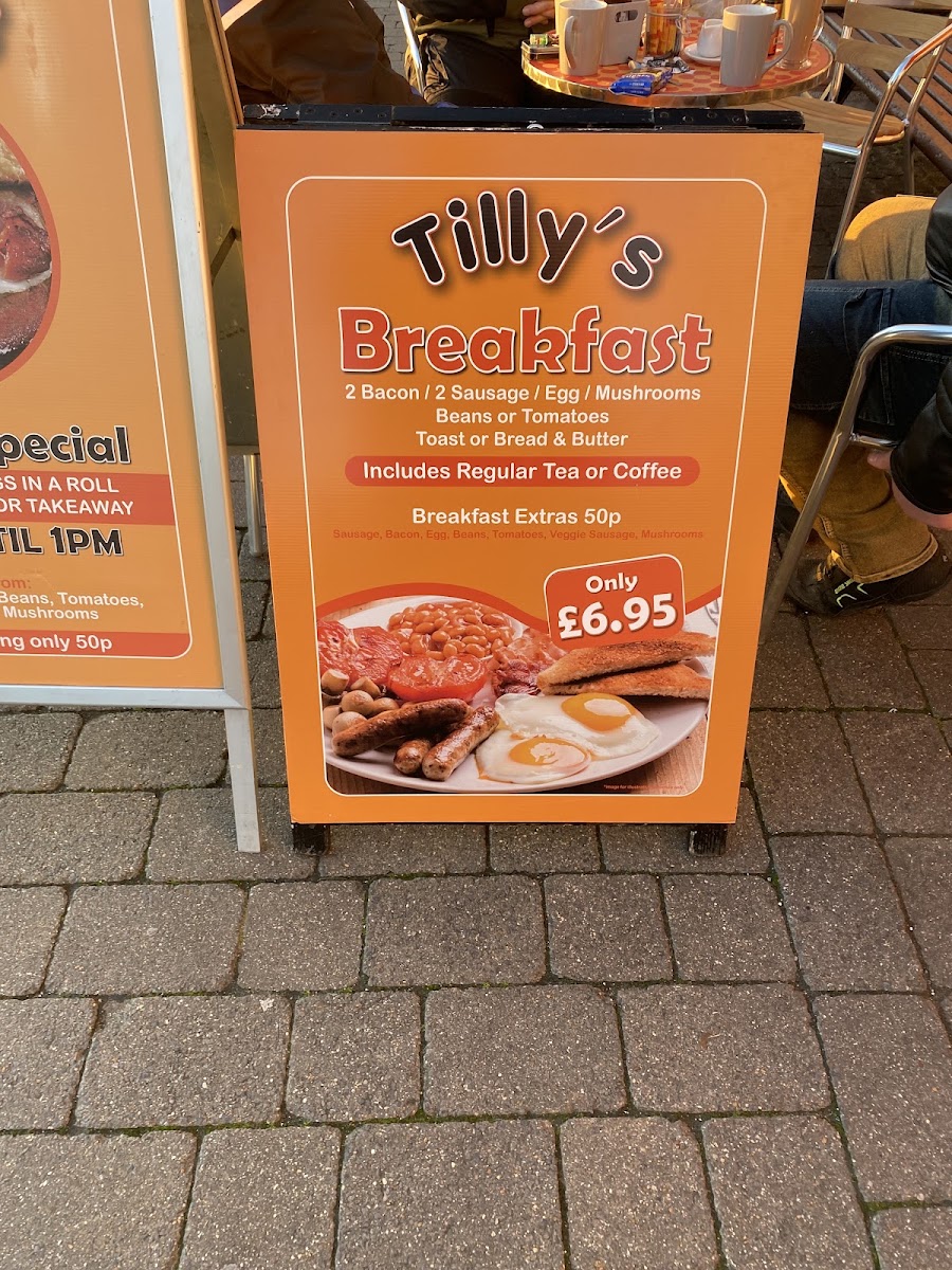Tilly's Coffee Shop menu board