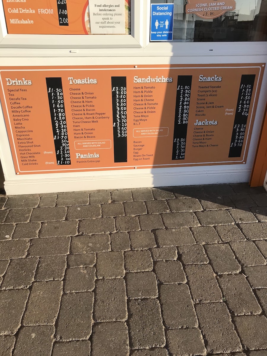 Tilly's Coffee Shop menu board