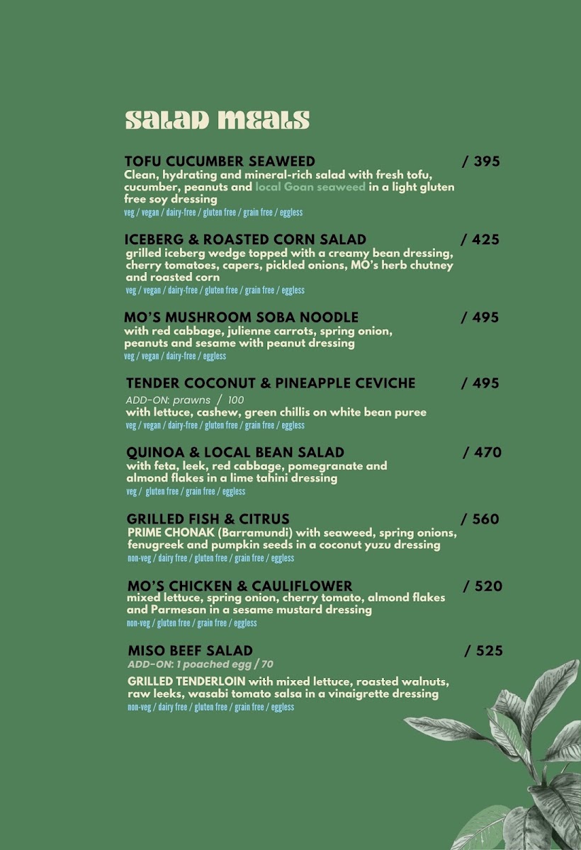 MO's Cafe & Bistro menu board
