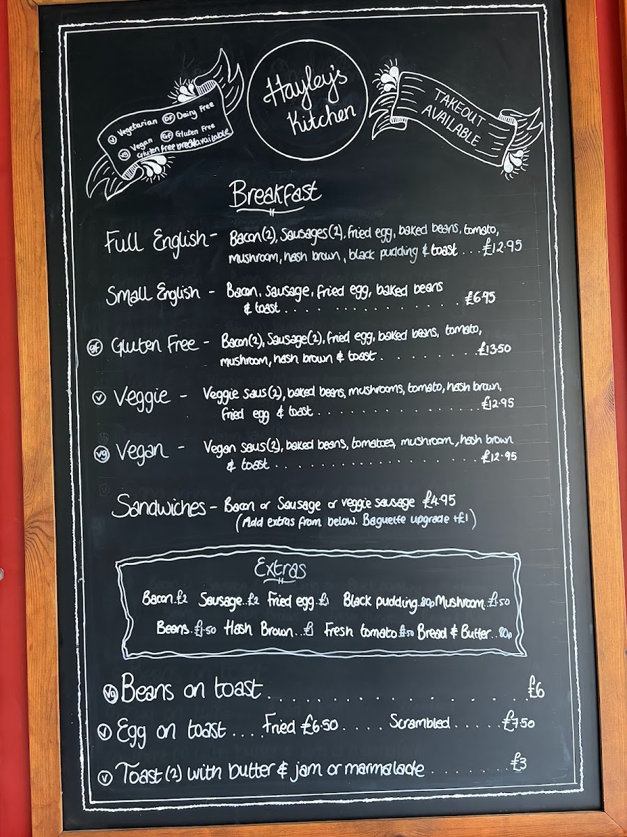 Hayley's kitchen at Hartlebury Castle menu board