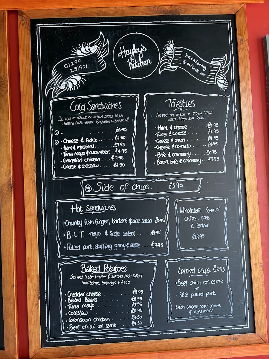 Hayley's kitchen at Hartlebury Castle menu board