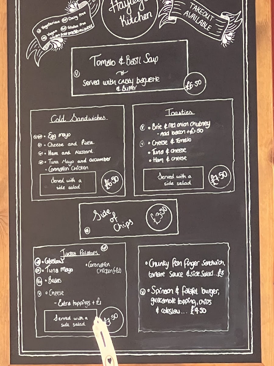 Hayley's kitchen at Hartlebury Castle menu board
