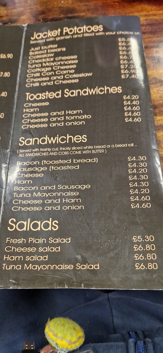 The Cosy Cafe Hinckley menu board