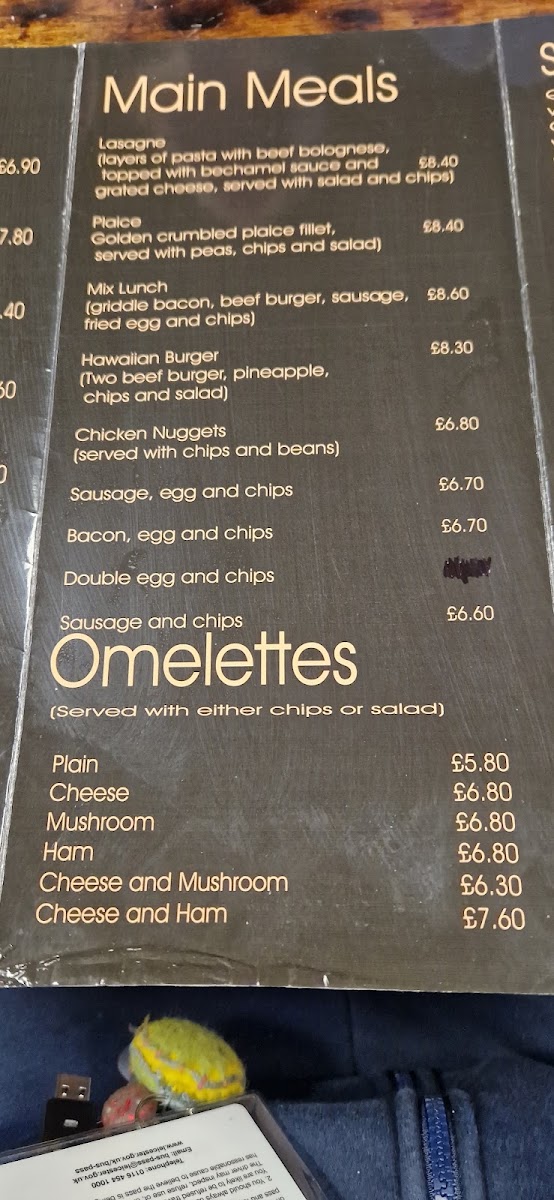 The Cosy Cafe Hinckley menu board