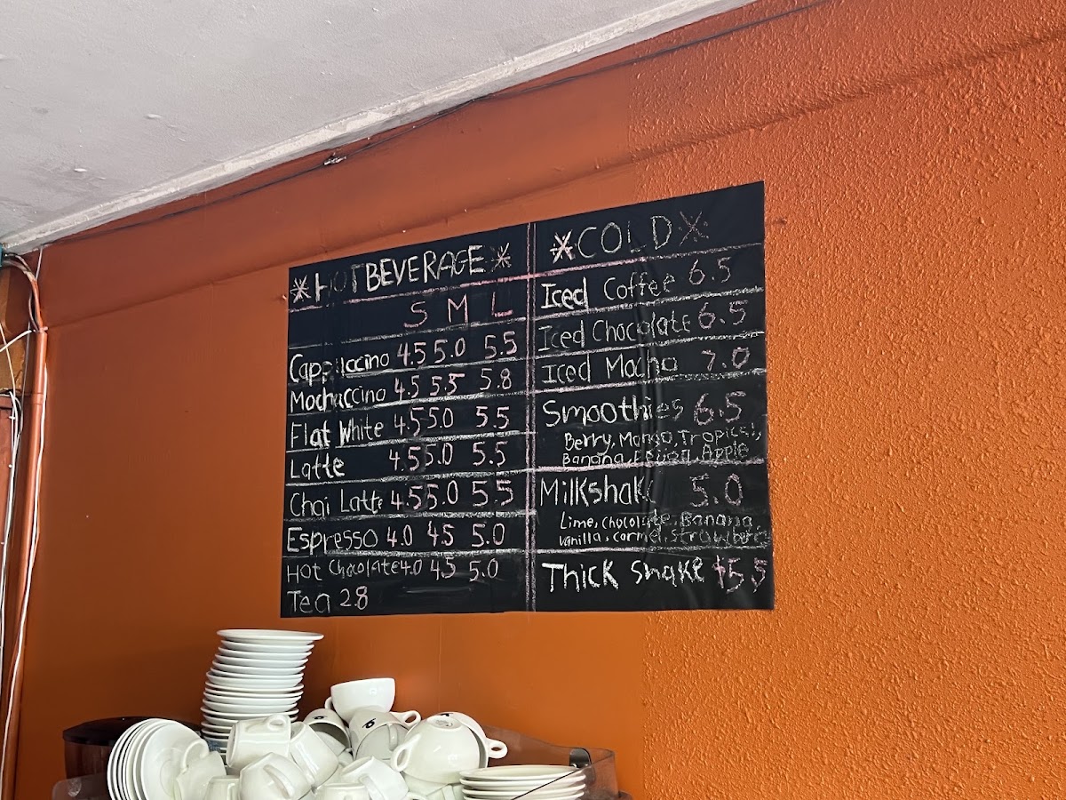 Angels Expresso Cafe menu board