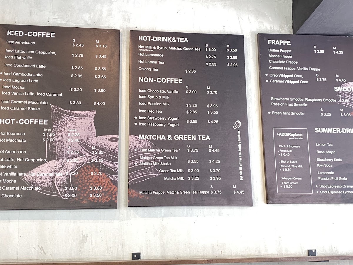 Lagràce Cafe menu board