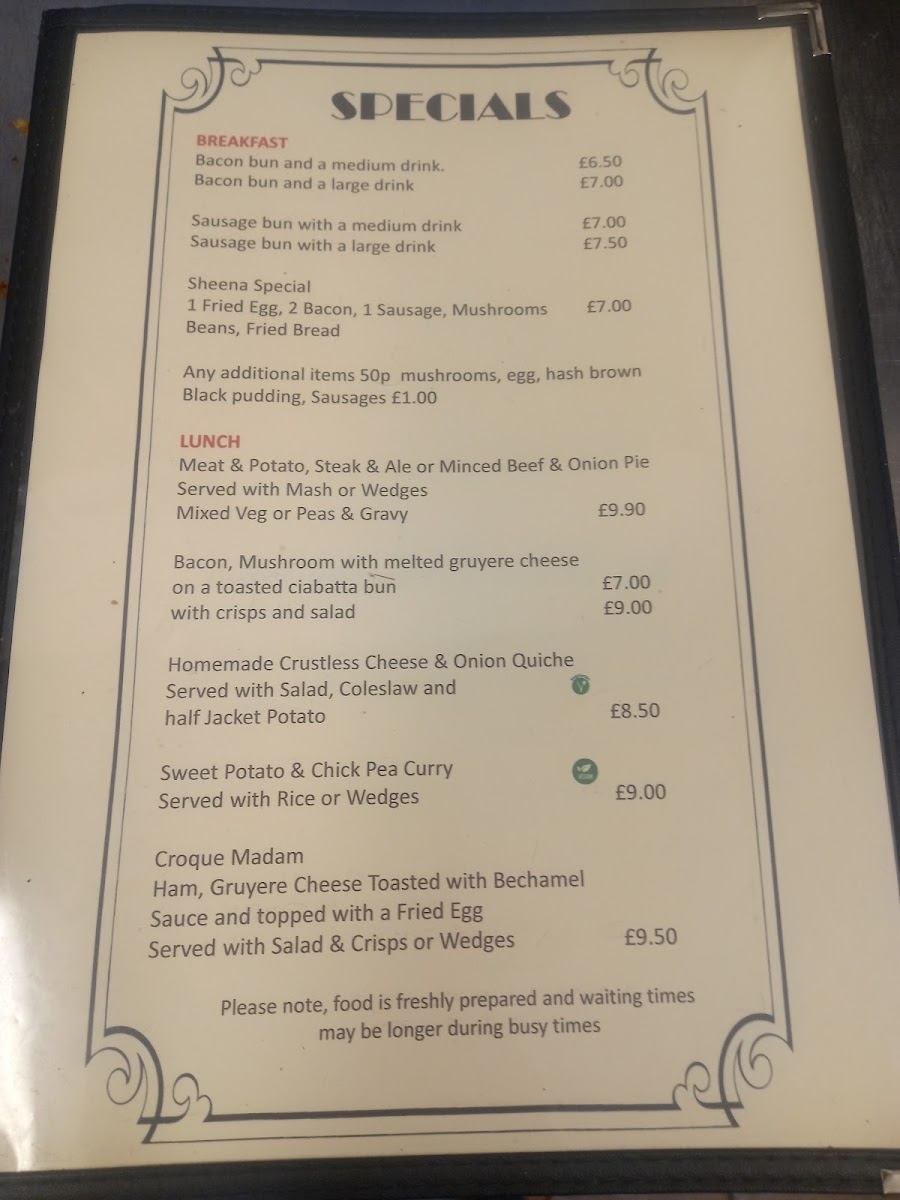 Wolds View Cafe menu board