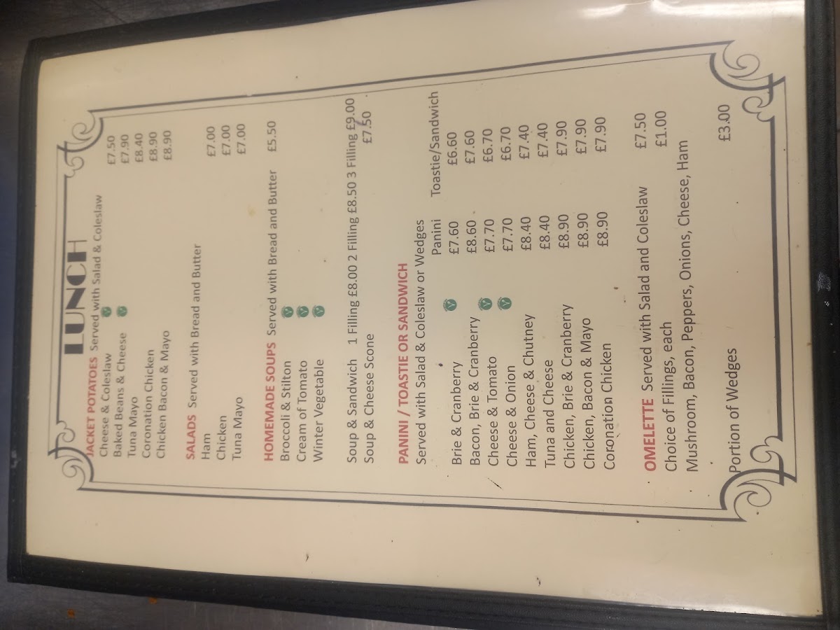 Wolds View Cafe menu board