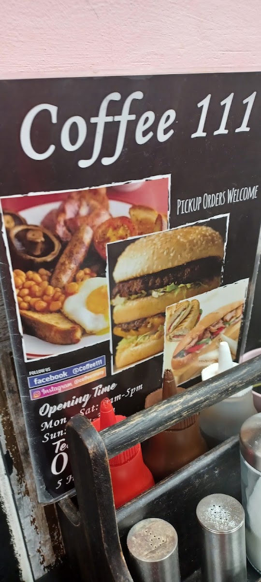 Coffee 111 menu board