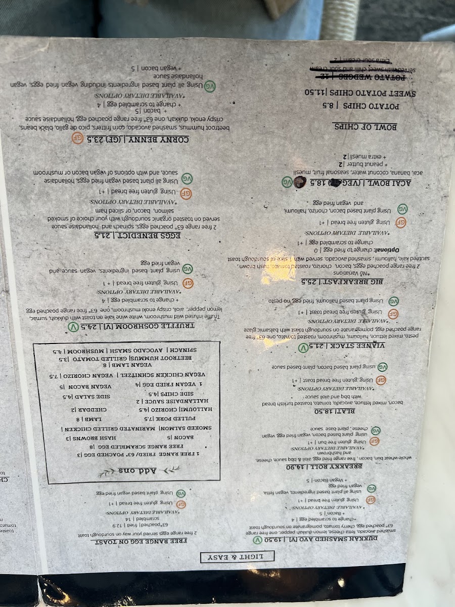 Cafe Vianee menu board
