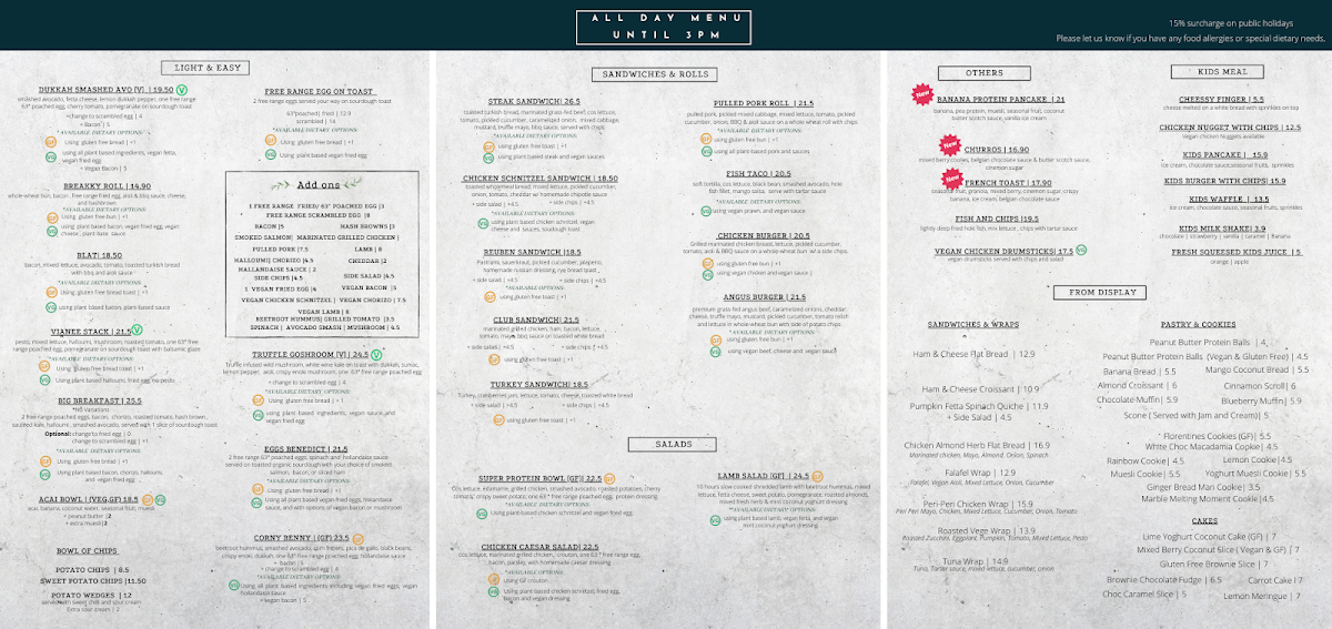 Cafe Vianee menu board