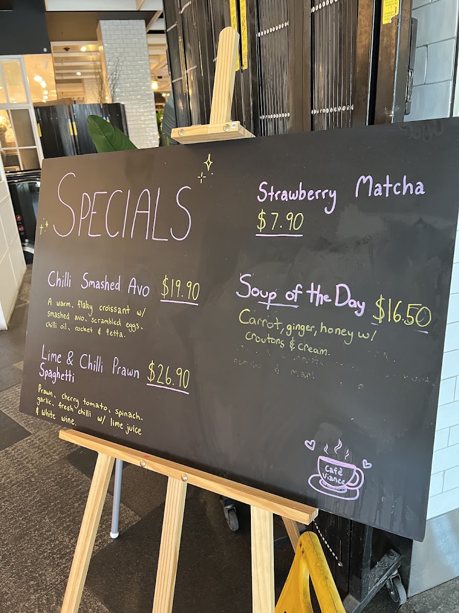 Cafe Vianee menu board