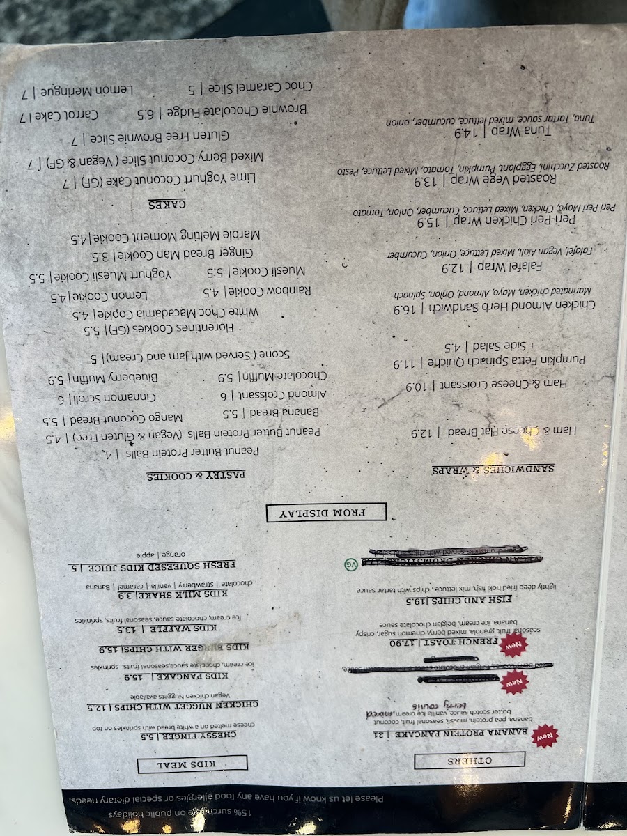 Cafe Vianee menu board