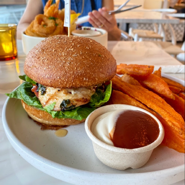 Chicken Burger with Sweet Potato Wedges