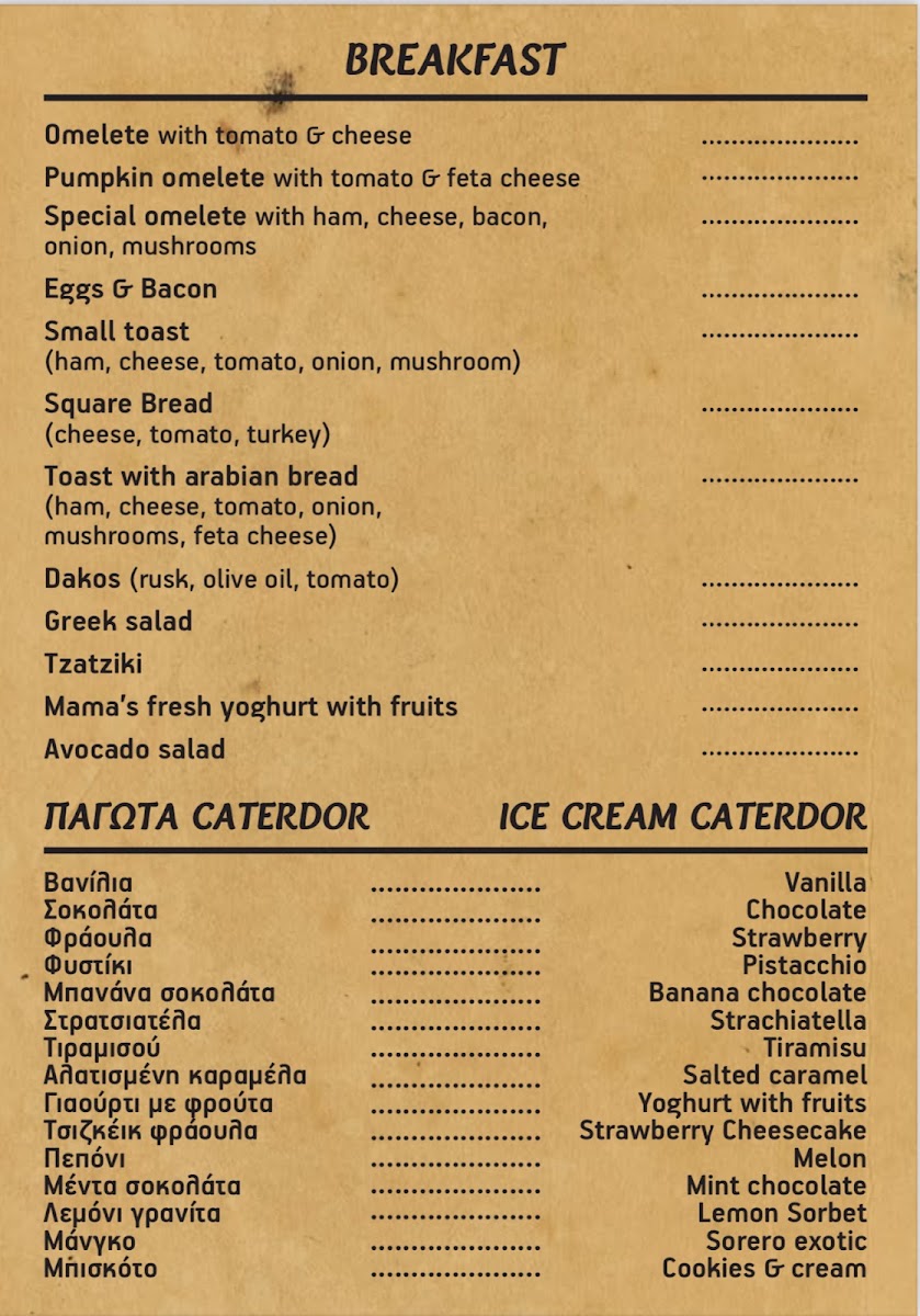 Cafe Yannis place menu board