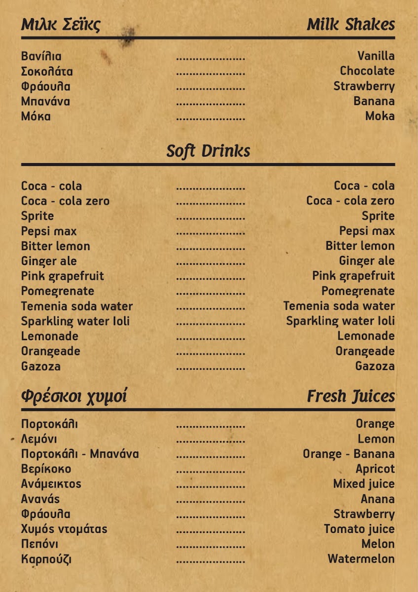 Cafe Yannis place menu board