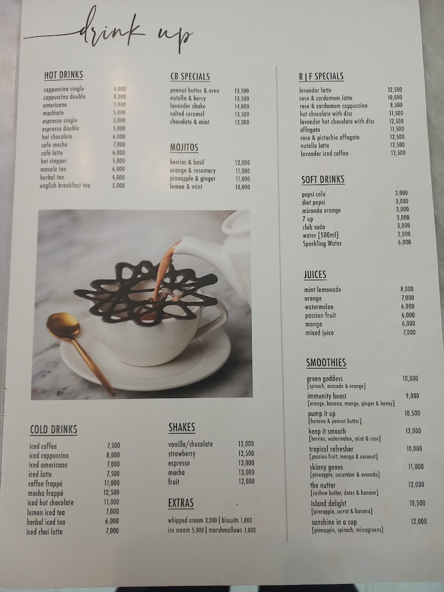 Cafe Blanc menu board