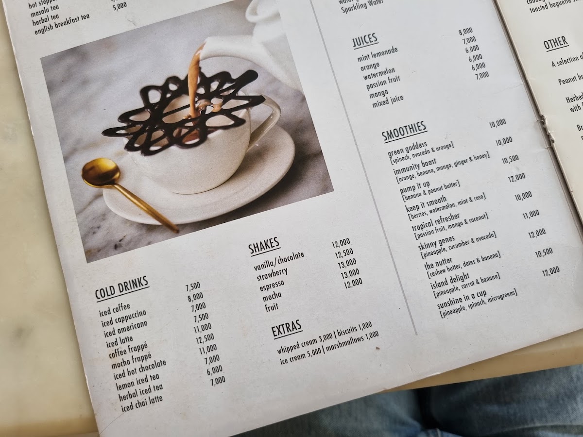 Cafe Blanc menu board