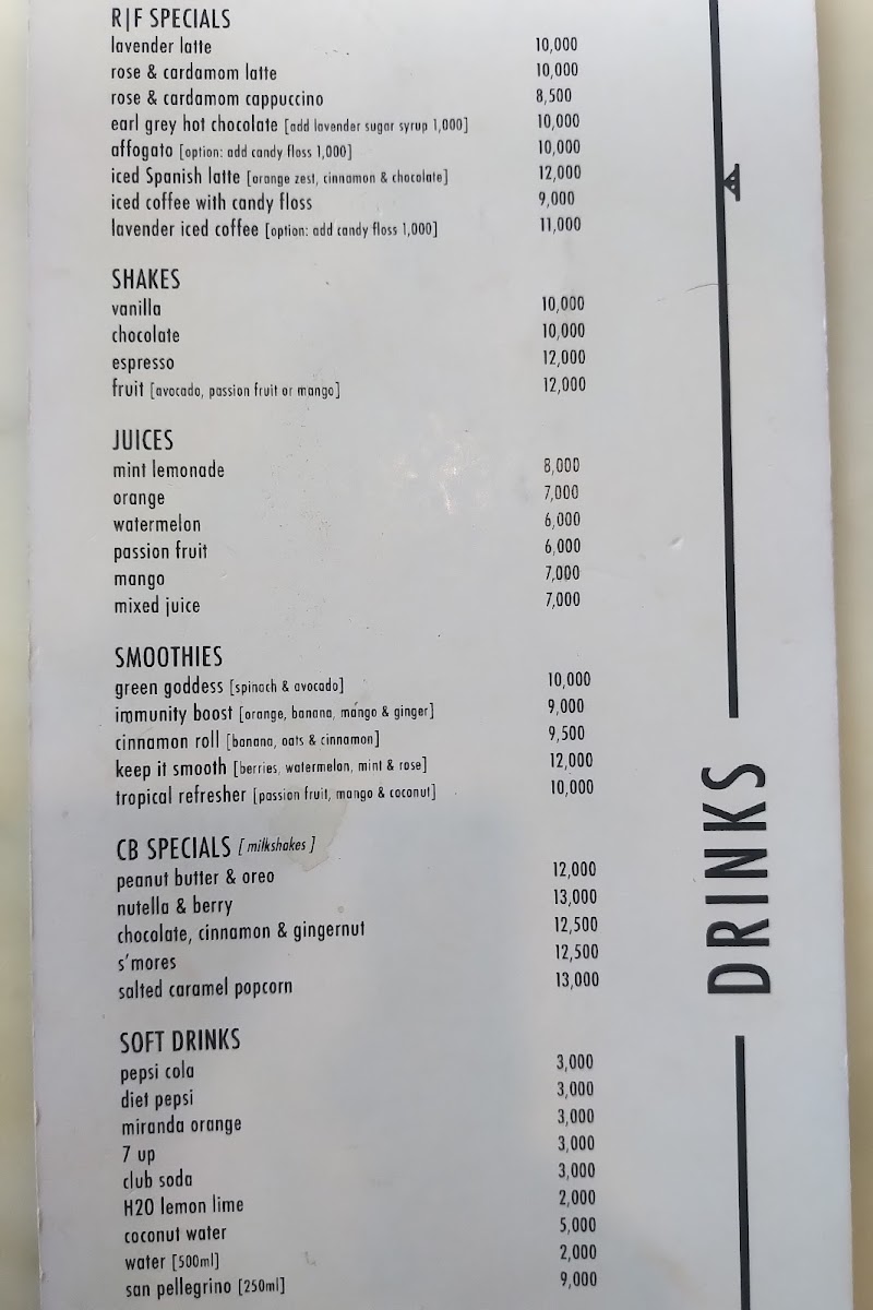 Cafe Blanc menu board