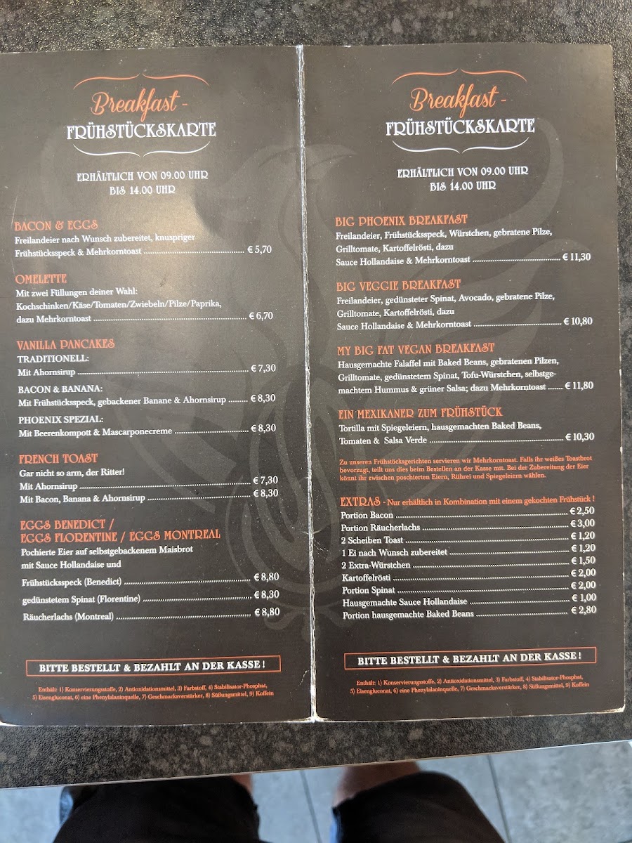 Phoenix Coffee menu board
