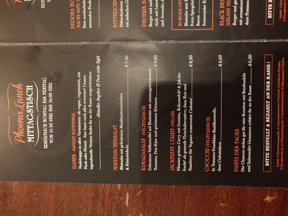 Phoenix Coffee menu board