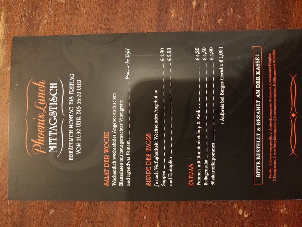 Phoenix Coffee menu board