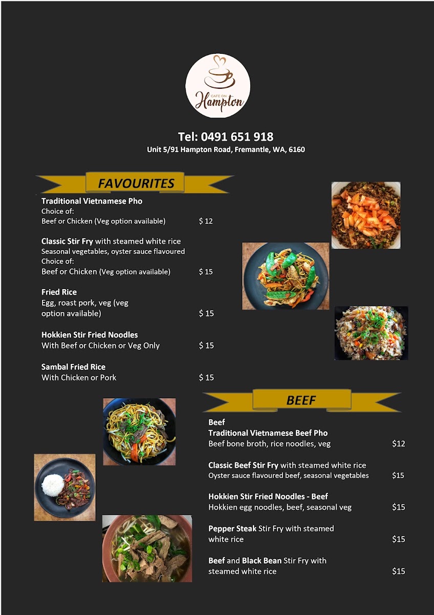 Cafe on Hampton menu board