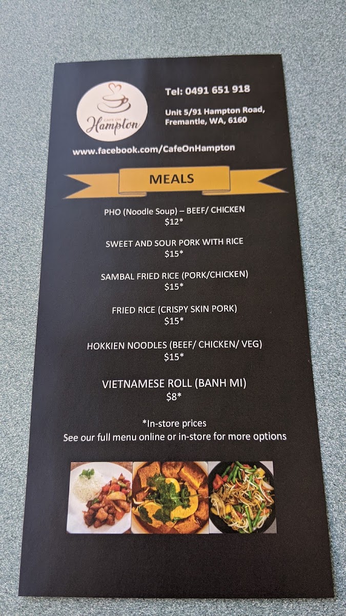 Cafe on Hampton menu board