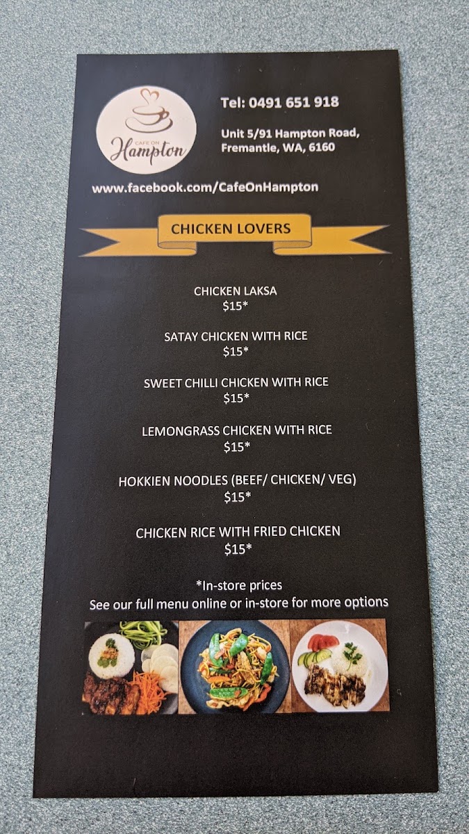 Cafe on Hampton menu board
