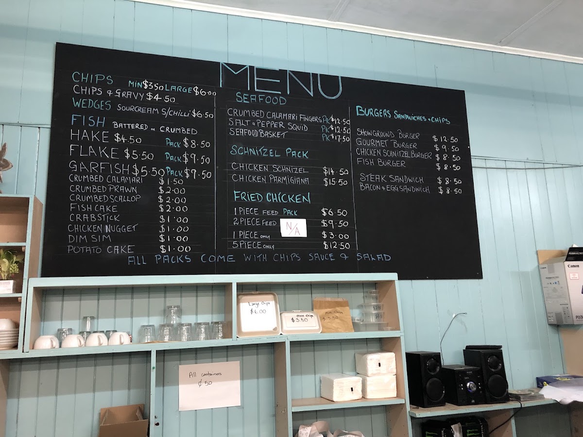 Showgrounds Cafe menu board