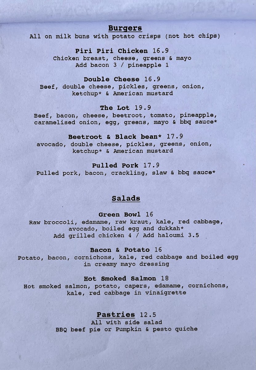 Dangar Island Depot menu board