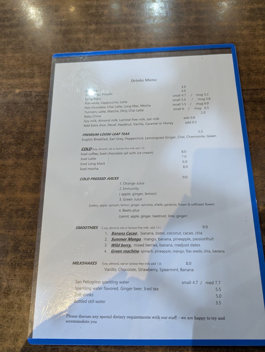 The Lane Café menu board