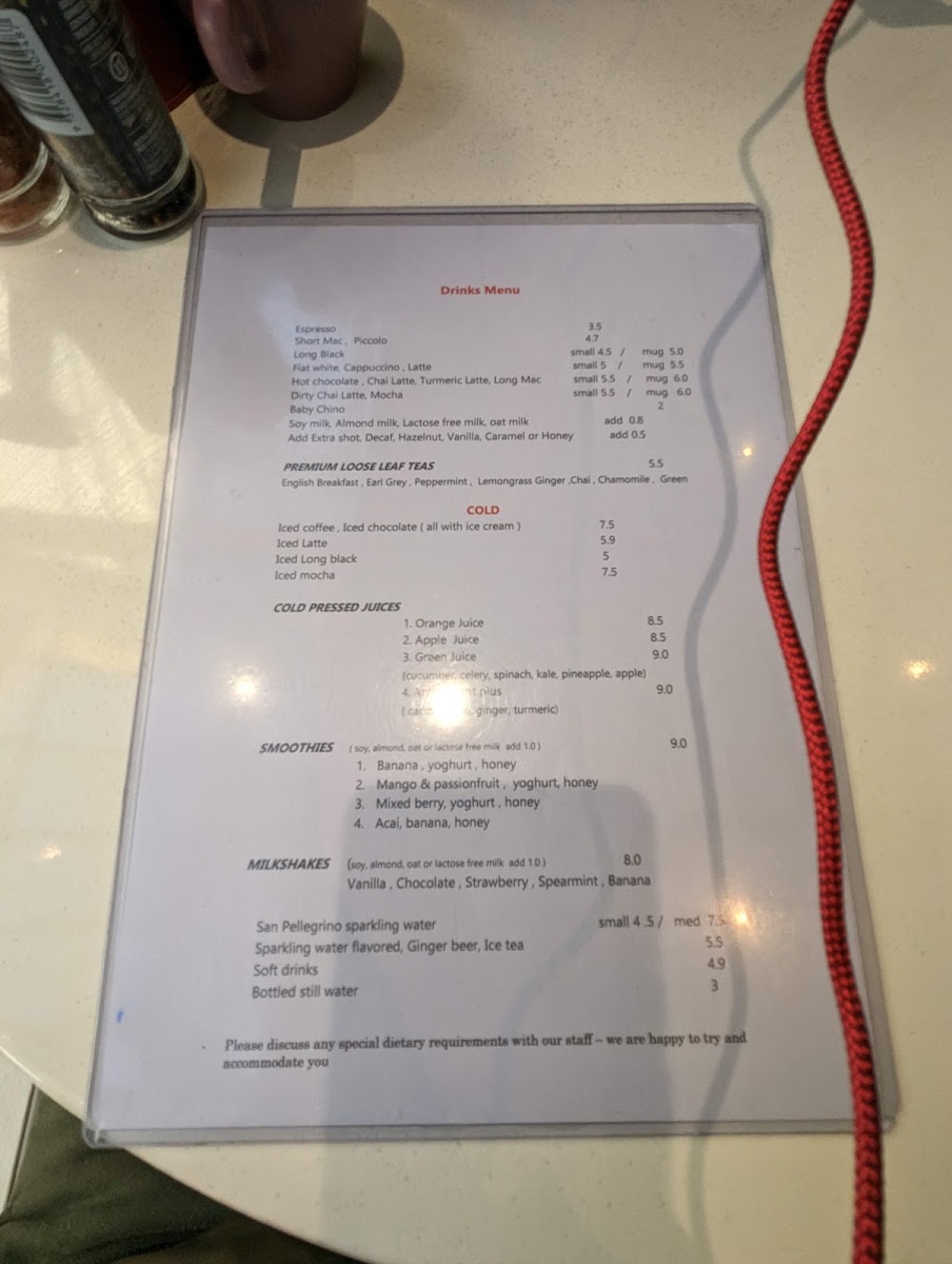 The Lane Café menu board