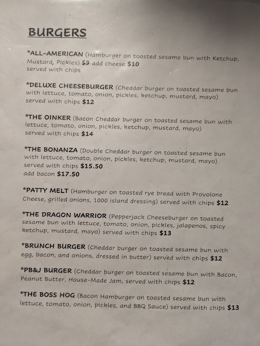 B & V Coffee Cafe menu board