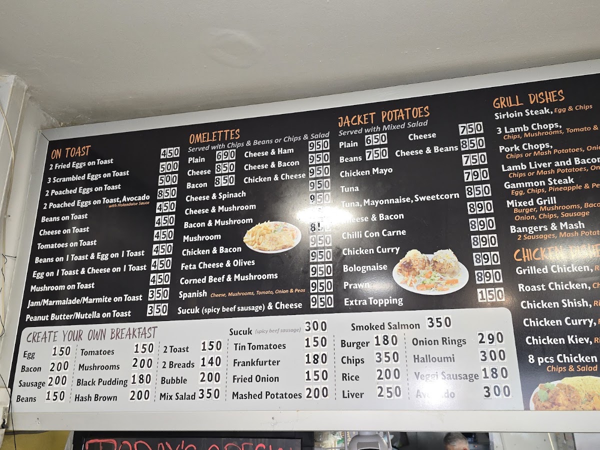 Swell Cafe menu board