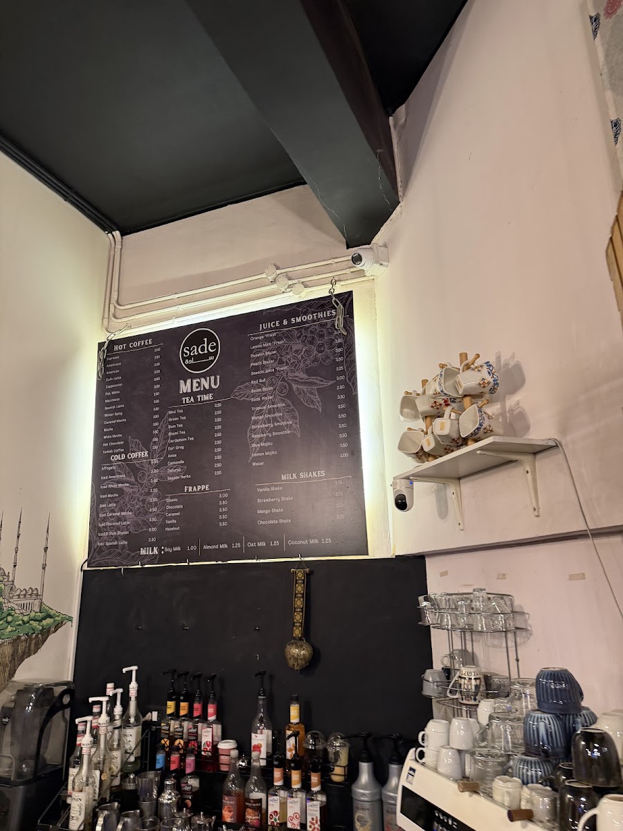 Sade Cafe Amman menu board