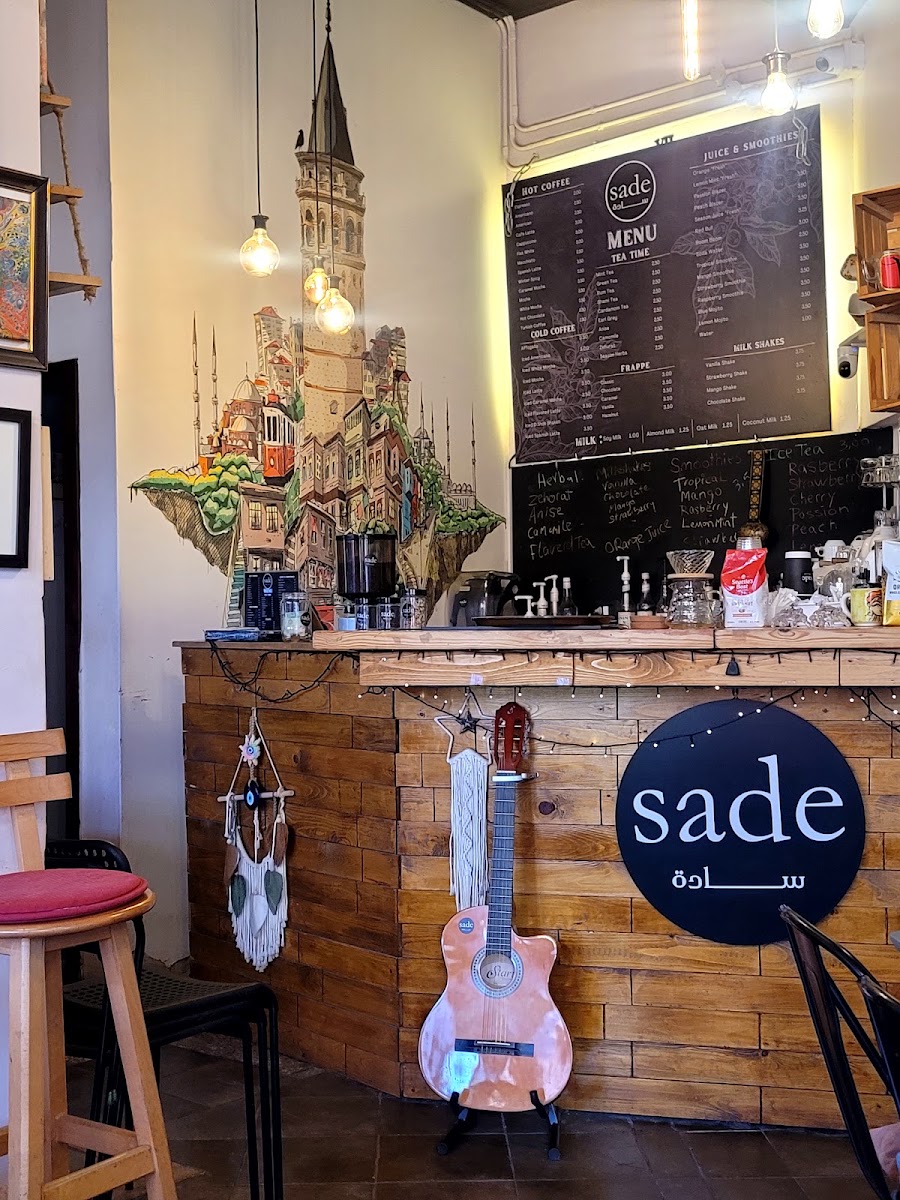 Sade Cafe Amman menu board