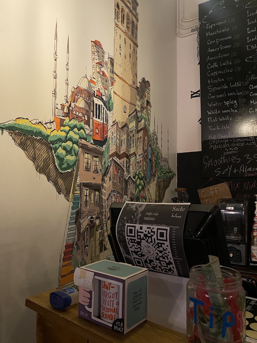 Sade Cafe Amman menu board