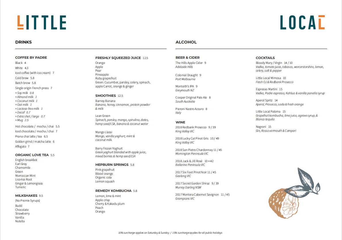 Little Local menu board
