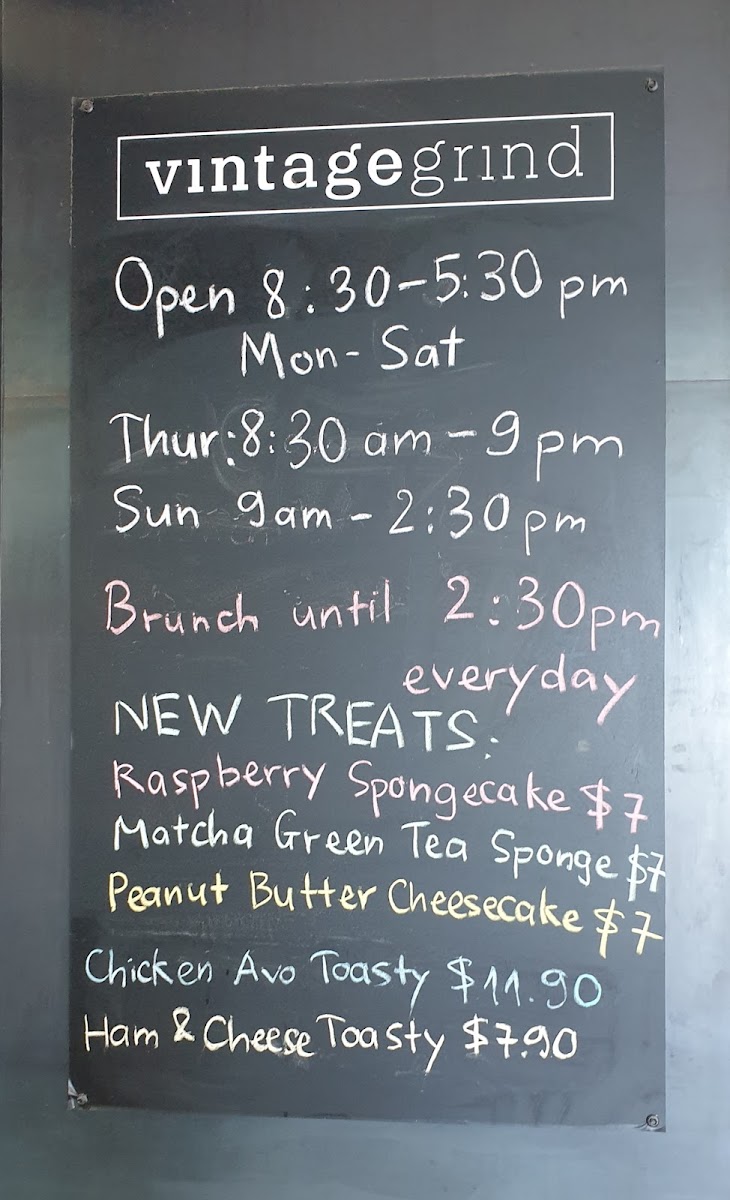 Vintage Grind menu board
