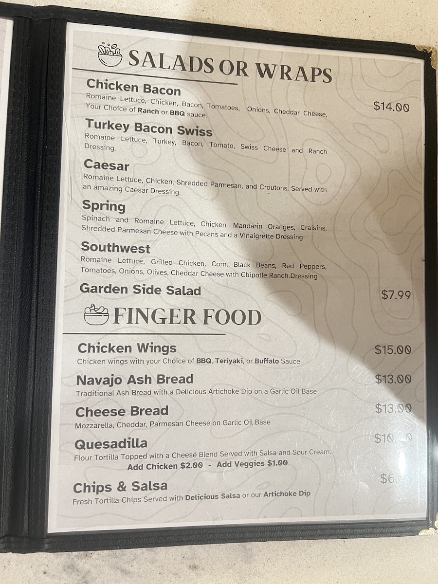 Cedar Shack Cafe menu board
